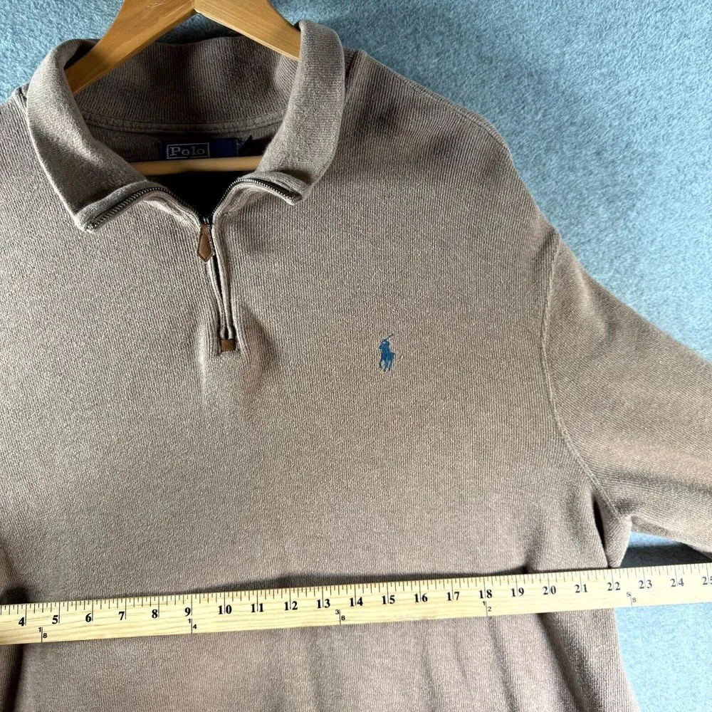 Vintage Polo Ralph Lauren Sweatshirt Men's 2XL Light Brown 1/4 Zip Long‎ Sleeve